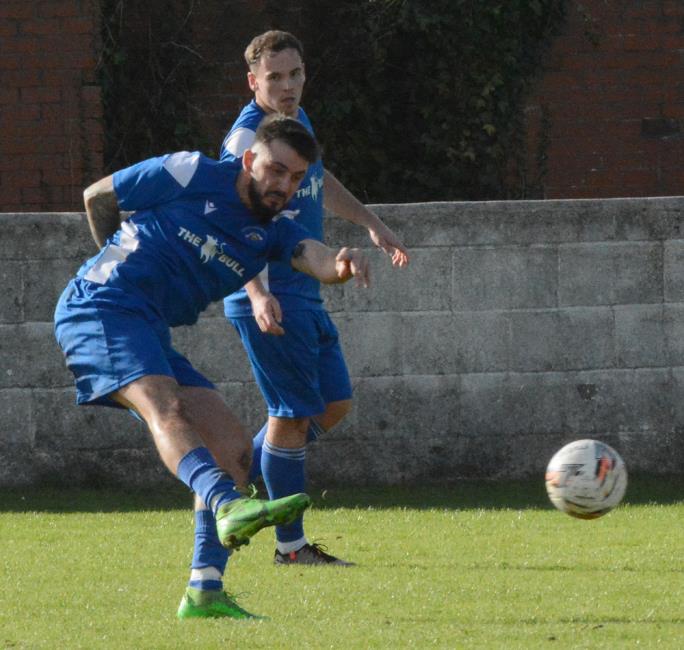 Hayden Dimond - the striker scored twice for Merlins Bridge against Milford United